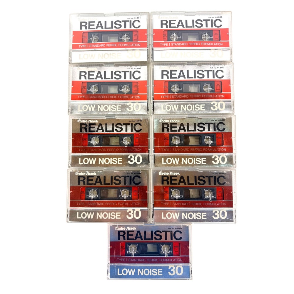 9 Radio Shack Realistic Low Noise 30 Blank Cassette Tapes Type I NOS 44-601 USA